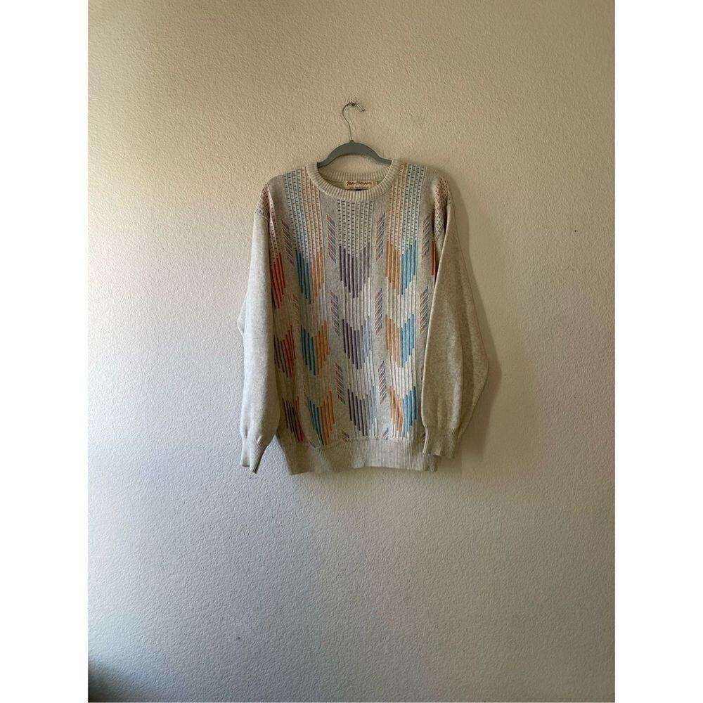 Vintage 80s/90s norm‎ Thompson textured white sweater size medium